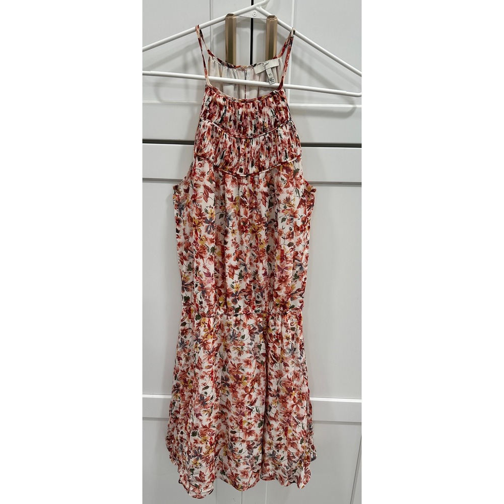 Joie‎ Women's XS Floral Print Silk Blend Ruffled Halter Sleeveless Mini Dress